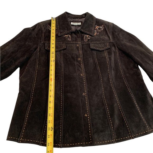 Coldwater Creek Brown Suede Jacket Beaded Embroidered Western Size Large vintage - Picture 4 of 17
